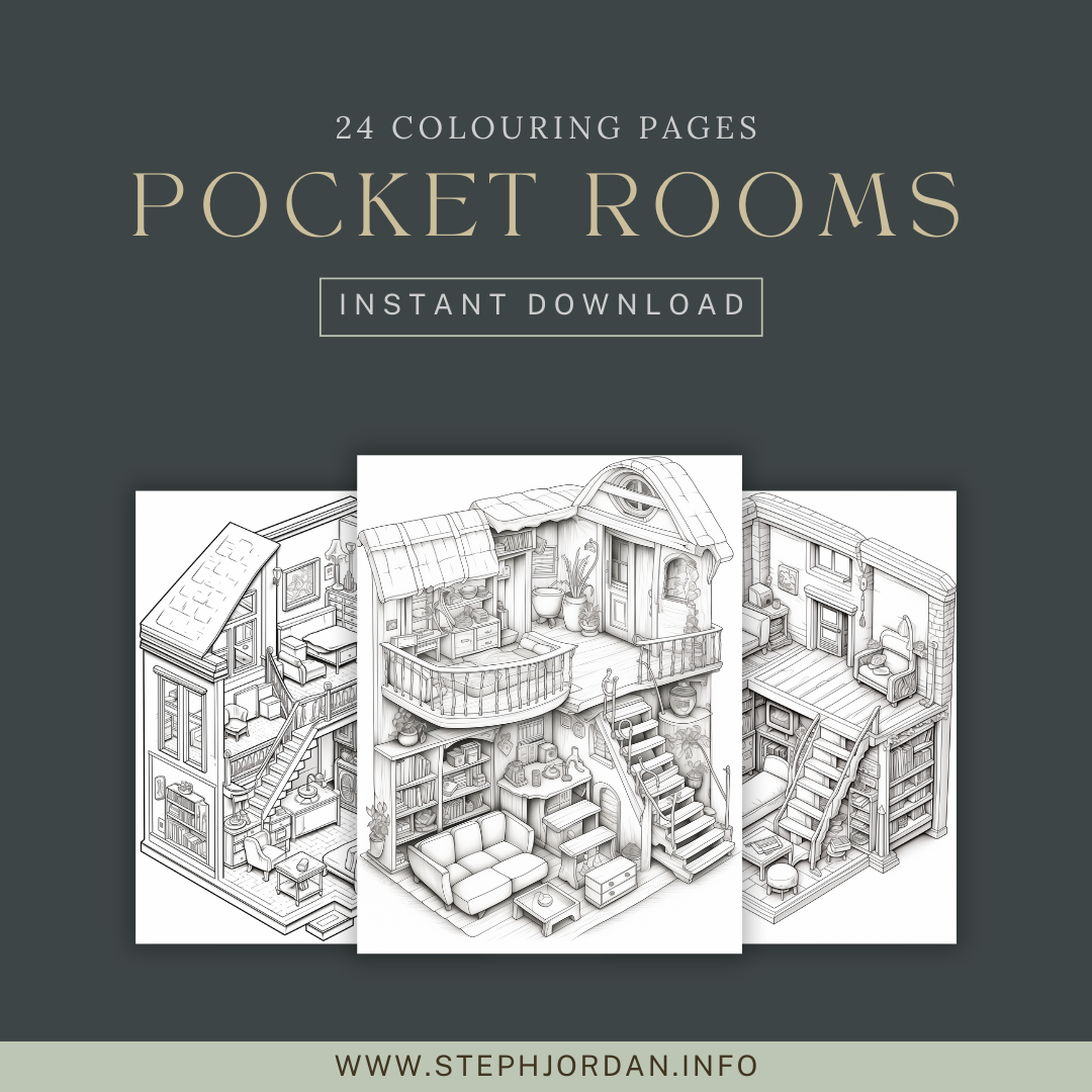 Pocket Room Colouring Pages, Isometric Colouring