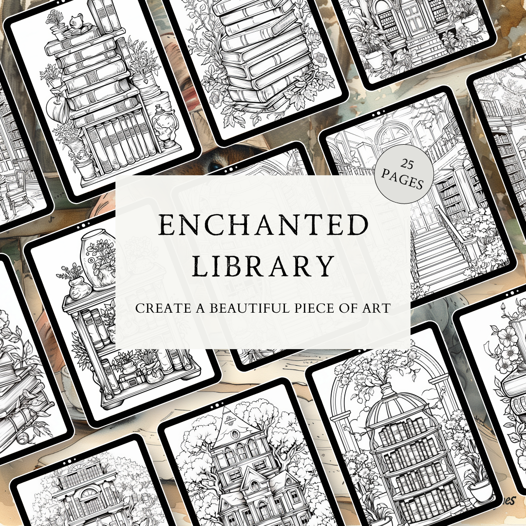 Enchanted Library Coloring Book