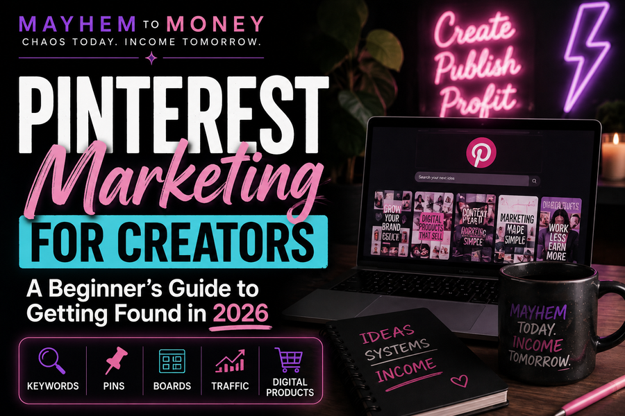 Pinterest marketing for creators beginner guide 2026 with keywords, Pins, boards, traffic and digital products