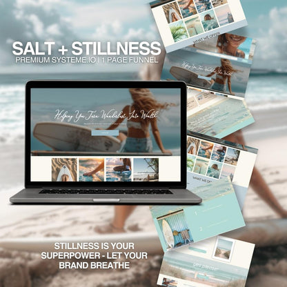 Salt + Stillness Systeme.io funnel template hero mockup