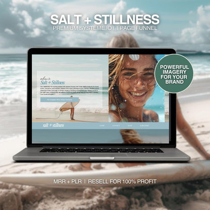 Salt + Stillness 1-page funnel template example layout master resell rights digital products