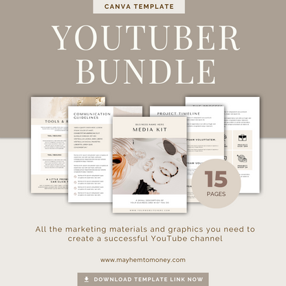 YouTuber Canva Template Bundle for Social Media Branding