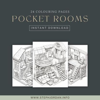 Pocket Room Colouring Pages, Isometric Colouring