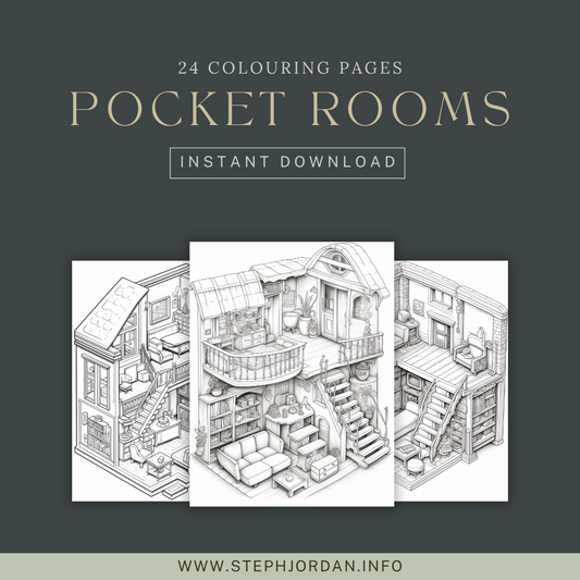 Pocket Room Colouring Pages, Isometric Colouring