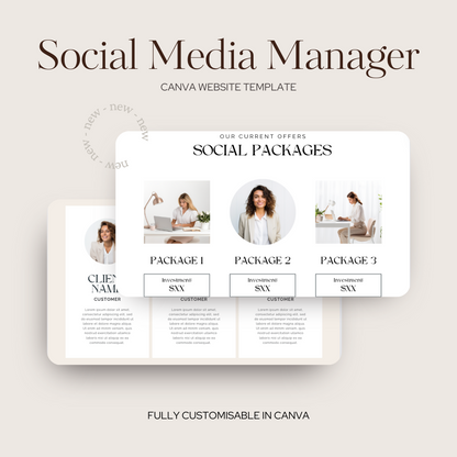 Social Media Manager Website Canva Template