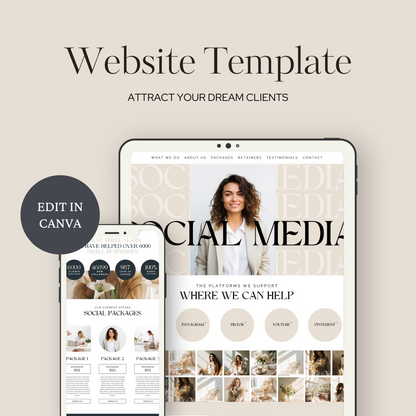 Social Media Manager Website Canva Template
