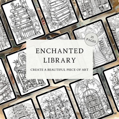 Enchanted Library Coloring Book