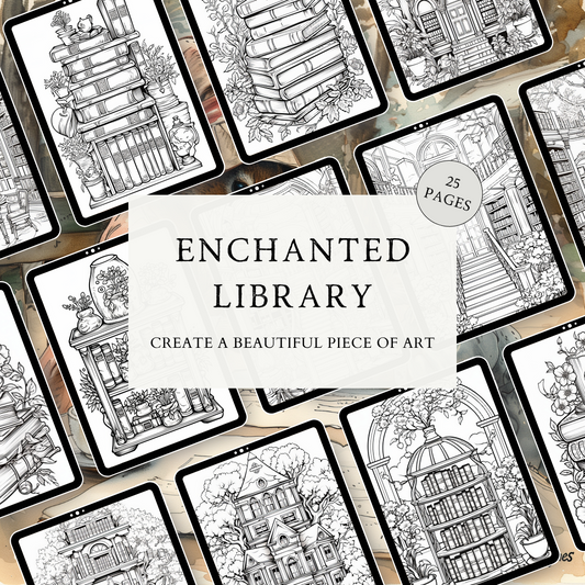Enchanted Library Coloring Book