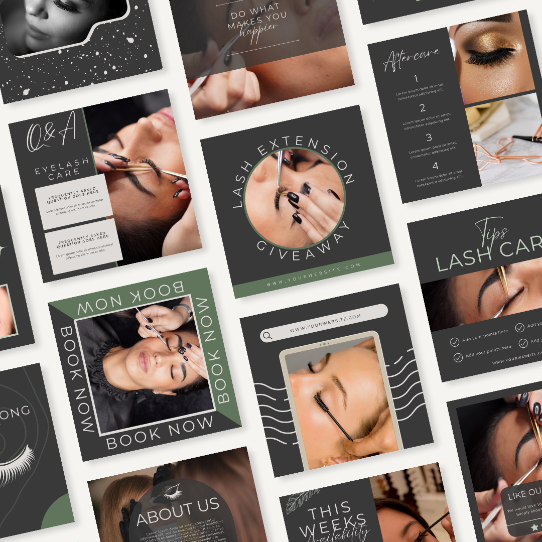 Lash Tech | Lash Social Media | Elegant Editable Canva Templates For Beauty | Beauty Instagram Templates | Lash Extension Post | Lash Quotes