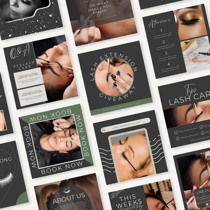 Lash Tech | Lash Social Media | Elegant Editable Canva Templates For Beauty | Beauty Instagram Templates | Lash Extension Post | Lash Quotes